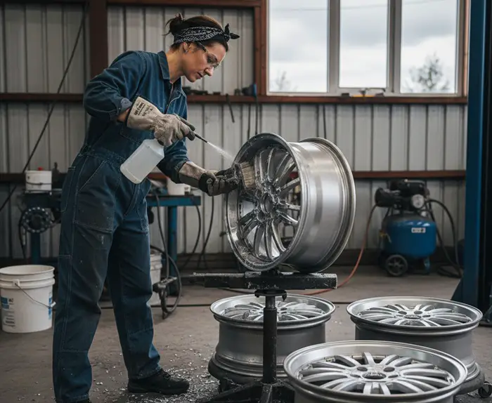 remove chrome from aluminum wheels