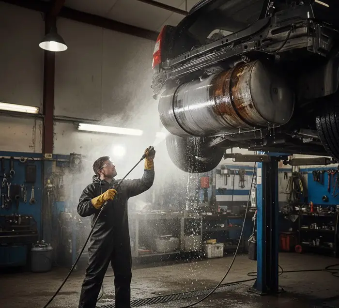 washing car gas tank