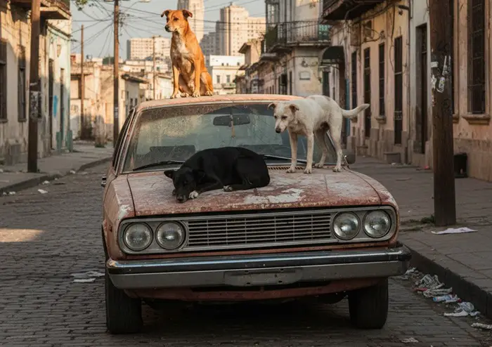 stop street dogs climbing on car